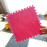 Typutomi 12 piece plush puzzle foam floor mat in rose red and pink interlocking tiles - view 17