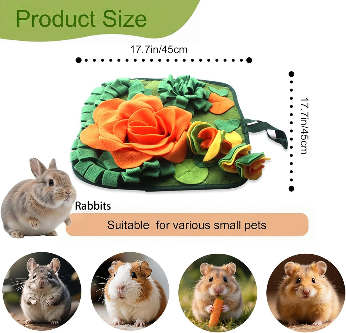 Rabbit Foraging Mat Bunny Snuffle Mat for Small Animal Puzzle Toy – Essentials for Small Pets - image 2
