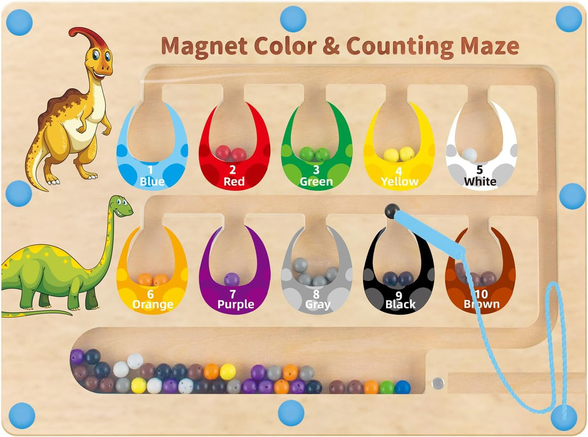 Dinosaur Toys, Magnetic Color and Number Maze - First Edition