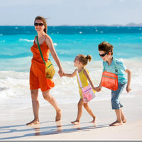 MUYIZI Mesh Beach Bag for Shells Collecting 3 Pack - Orange+Green+Pink+Yellow - image 4