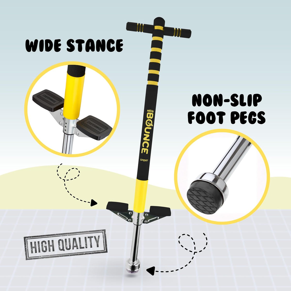 New Bounce Pogo Stick for Kids - Black & Yellow - image 2