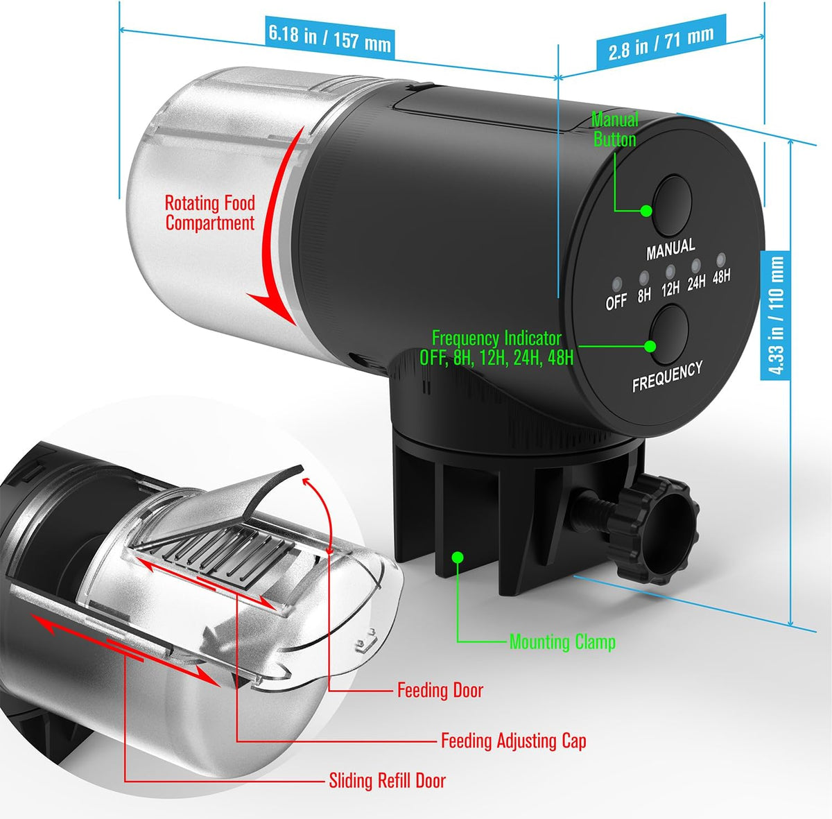 Automatic Fish Feeder Dispenser for Aquarium - Black - image 3