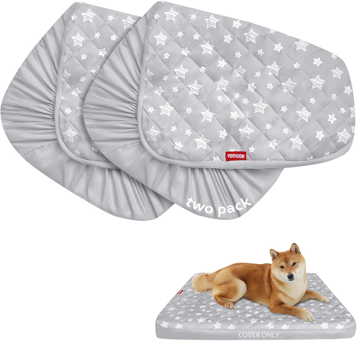 Waterproof Dog Bed Covers Replacement Lovely Grey Star Print - Grey Star / 16 x 25 x 5 inch（Pack of 2）