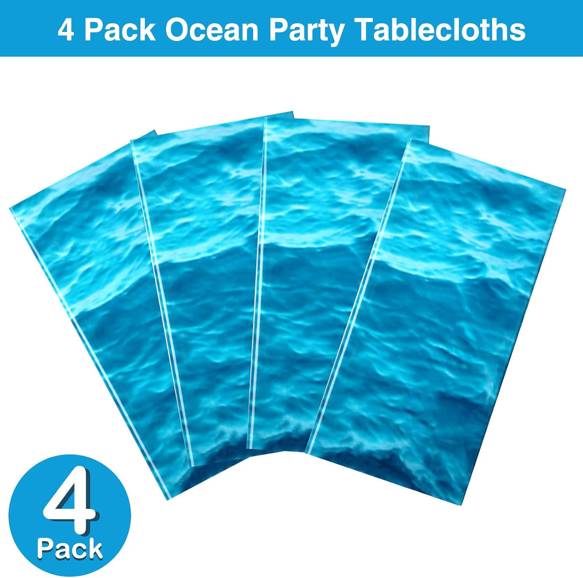 Irenare 2 Pieces Ocean Plastic Tablecloth 54 x 108 Inch Blue – Fun for Kids & Family - 4 / 54 x 108 Inch (Rectangular) - image 2