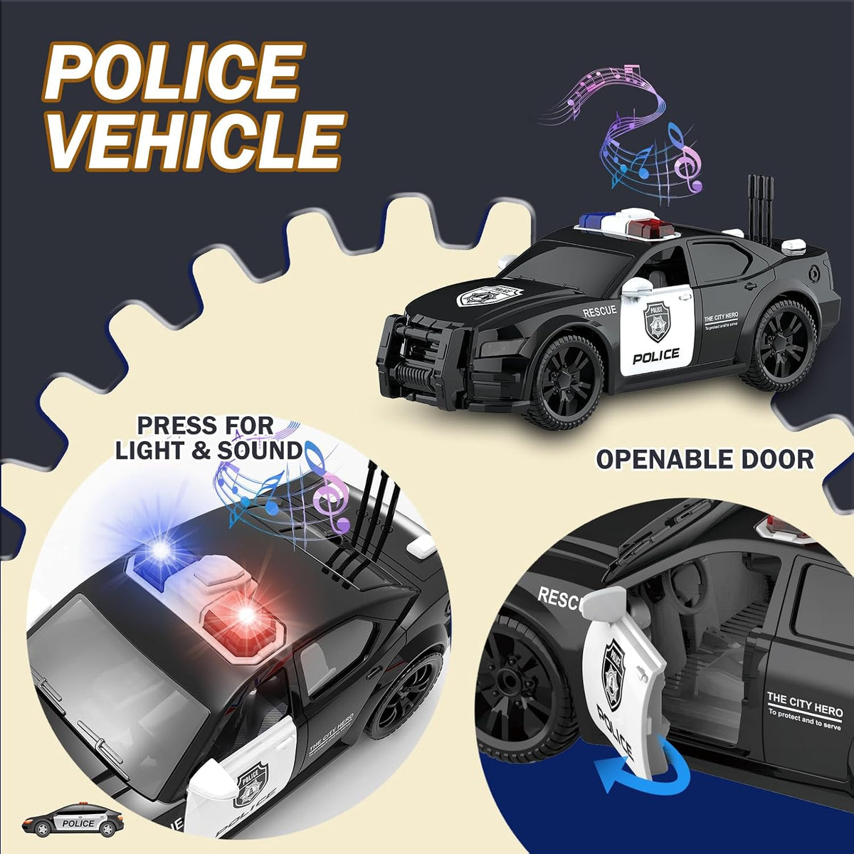 EPPO emergency vehicle toy set with fire truck, ambulance, police car and police helicopter - view 3
