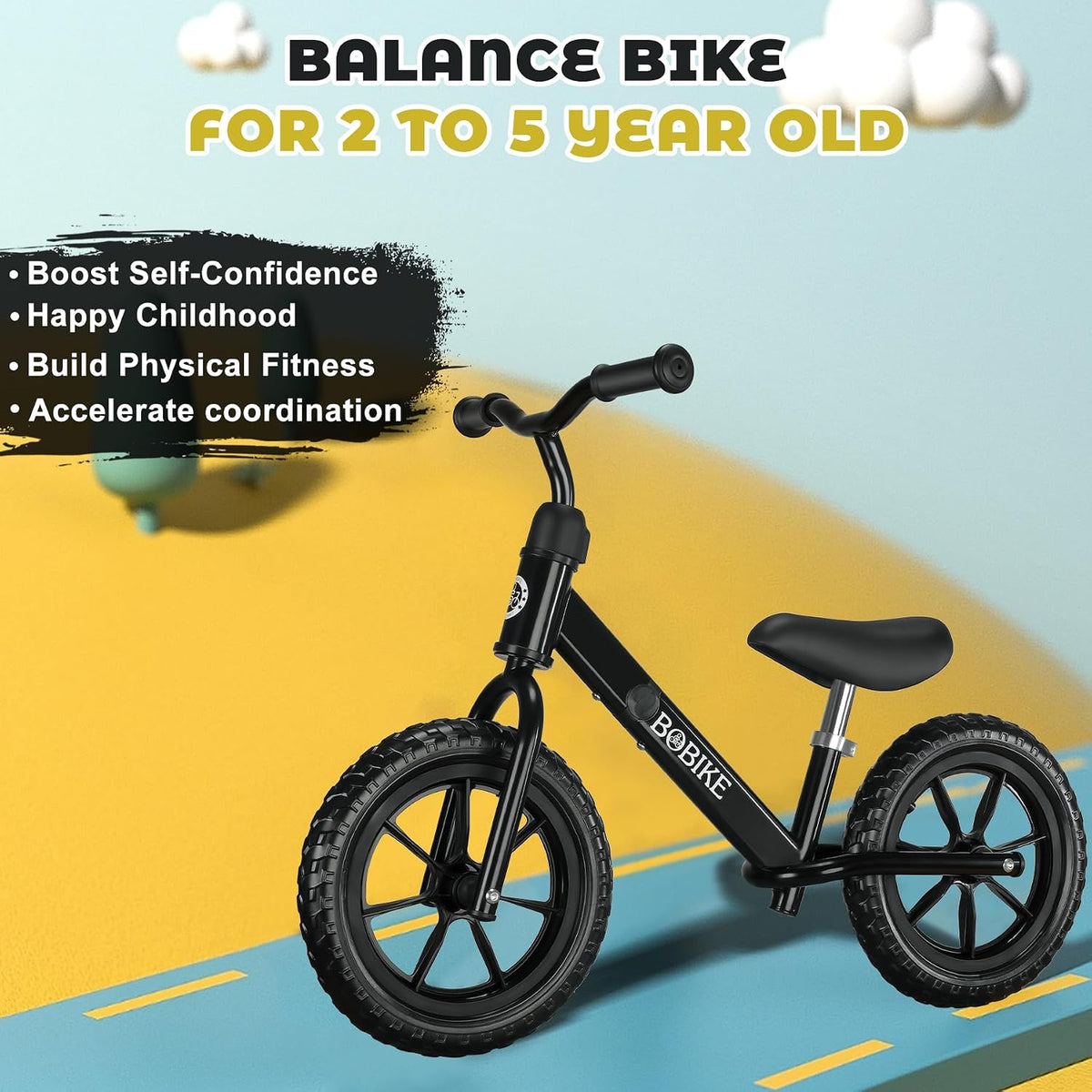 Bobike Toddler Balance Bike Toys for 2 to 5 Year Old Girls Boys - Black / Classic - image 2