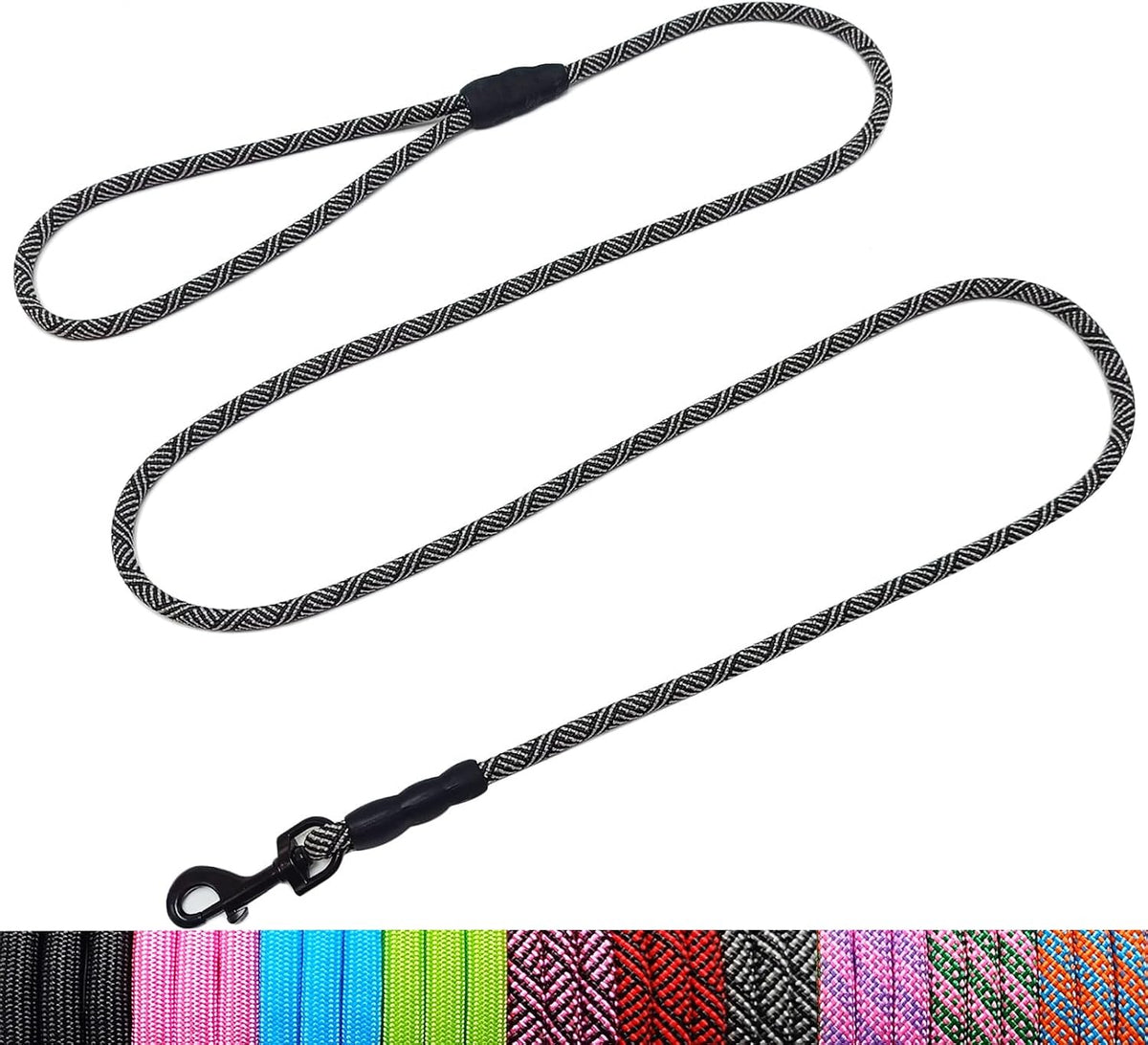 WYuZe 5ft Puppy Leash for Small Dogs Cats - Black Gray / 10 FT (3~26 lbs)