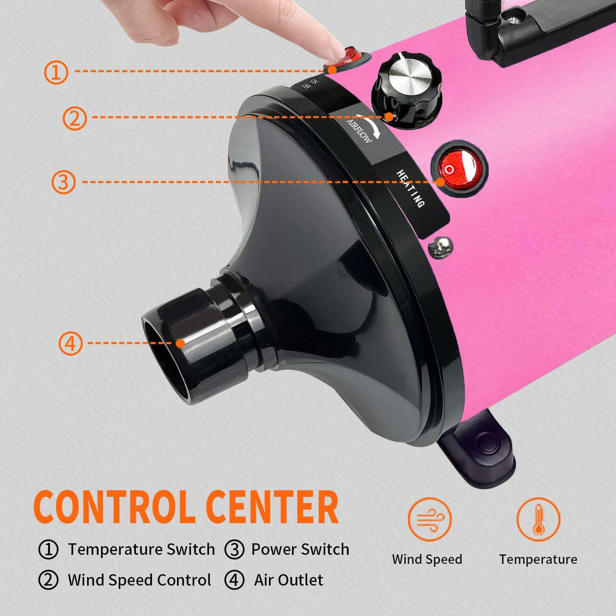 Dog Dryer for Pet Grooming, High-Velocity Force Blow Dryer – Essentials for Dogs - Pink - image 4
