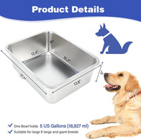 3 Gallon Large Dog Water Bowl, Stainless Steel Bowl, Giant Dogs – Essentials for Dogs - 1PCS(Original Color) / 5 Gallons - image 2