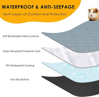 4 Pack Guinea Pig Cage Liners for C&C 2x1 Habitat Washable Guinea Pig Bedding Super Absorbent | Waterproof | Non Slip| Reusable Guinea Pig Pee Pads for Small Animals Cages-28 x 14 Inch