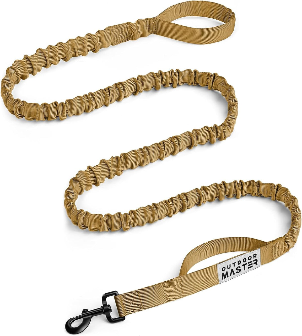 OutdoorMaster bungee dog leash with two padded handles and 360 degree metal clasp