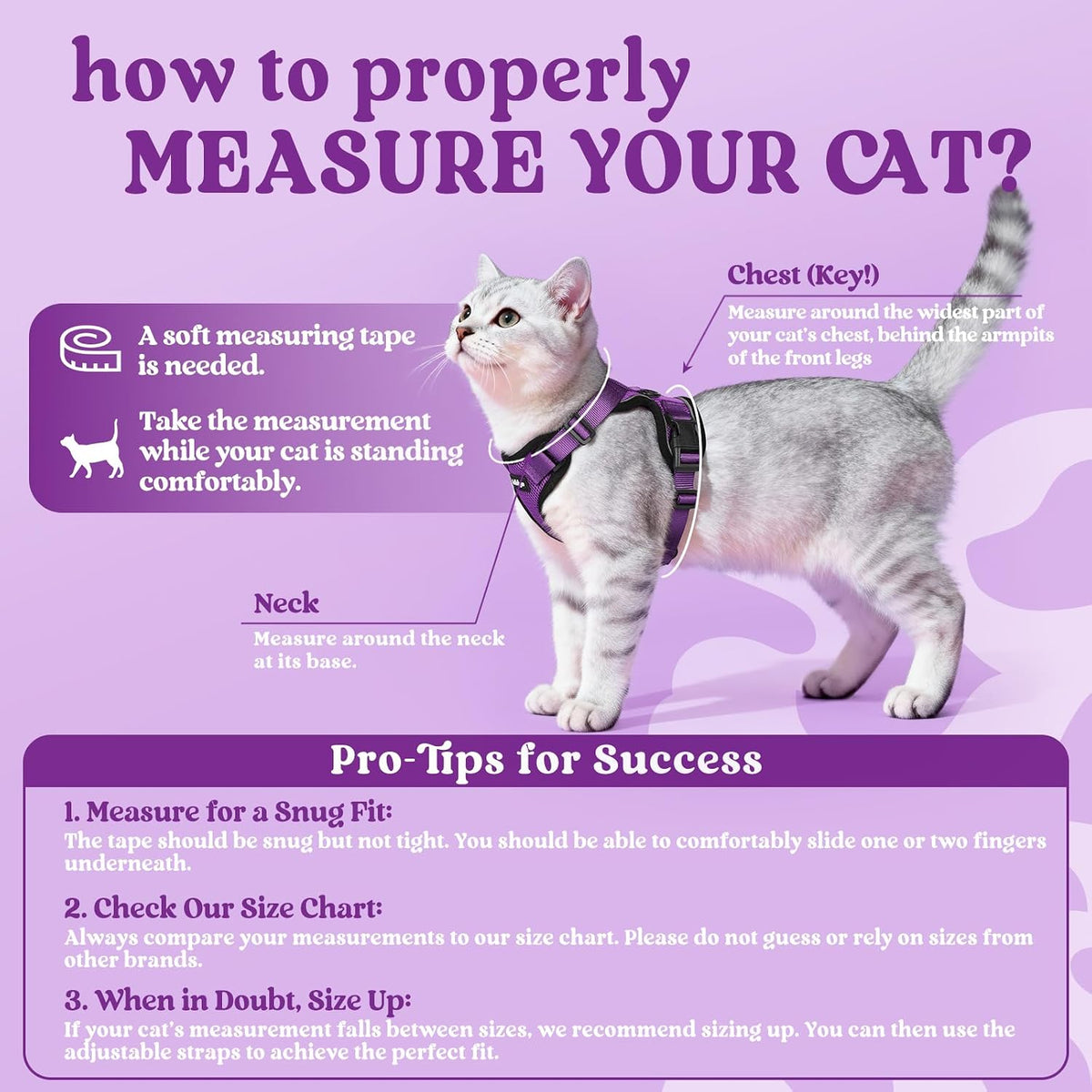 rabbitgoo Cat Harness and Leash Set, Escape Proof Vest - M / Purple - image 2