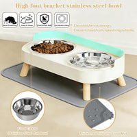 Elevated Cat Bowls with Food Mat - White - image 4