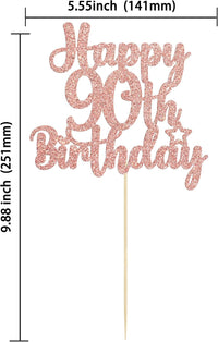 Gyufise 1Pc Happy 80th Birthday Cake Topper Glitter Cheers to 80 - 90th / Rose Gold - image 2