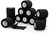 OK TAPE Self Adherent Cohesive Bandages Wrap 12Packs, 2 Inches X 5 Yards, Non-Woven Self Adhesive Athletic Sports wrap Tape, Vet Wrap Bandages Tape, for Thumb Finger Wrist Ankle (Black)