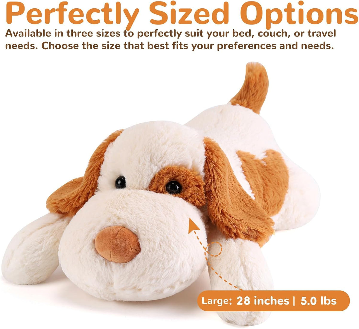 meowtastic Dog Weighted Stuffed Animals, Plush Pillow for Kids – Fun for Kids & Family - Brown & White Dog / Large / Dog - image 3