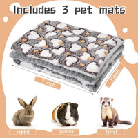Jetec 3 Pcs Guinea Pig Beds, Fleece Small Animal Mats - Fleece / Pineapple Grid / Gray - image 2