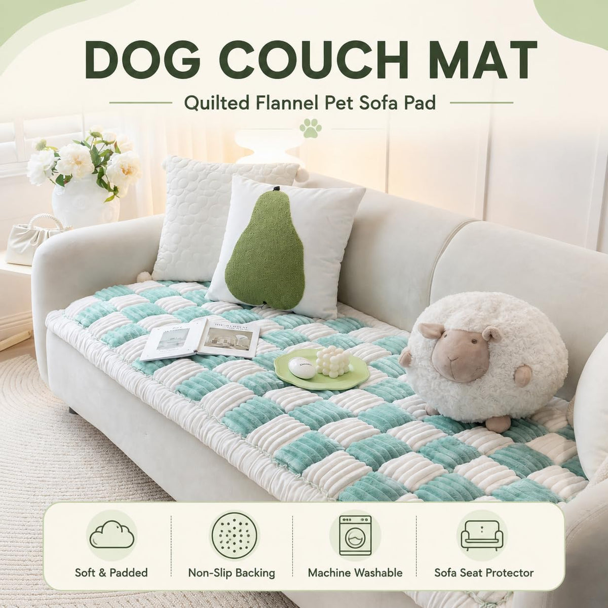 Dog Couch Cover Protector - 27x70 inch / Sky-blue - image 3