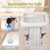 Cozy Beige Cat Tree with Condo, Scratch Post, Hammock & Fun Hanging Balls for Your Feline Friends - BIG FRENCHIES