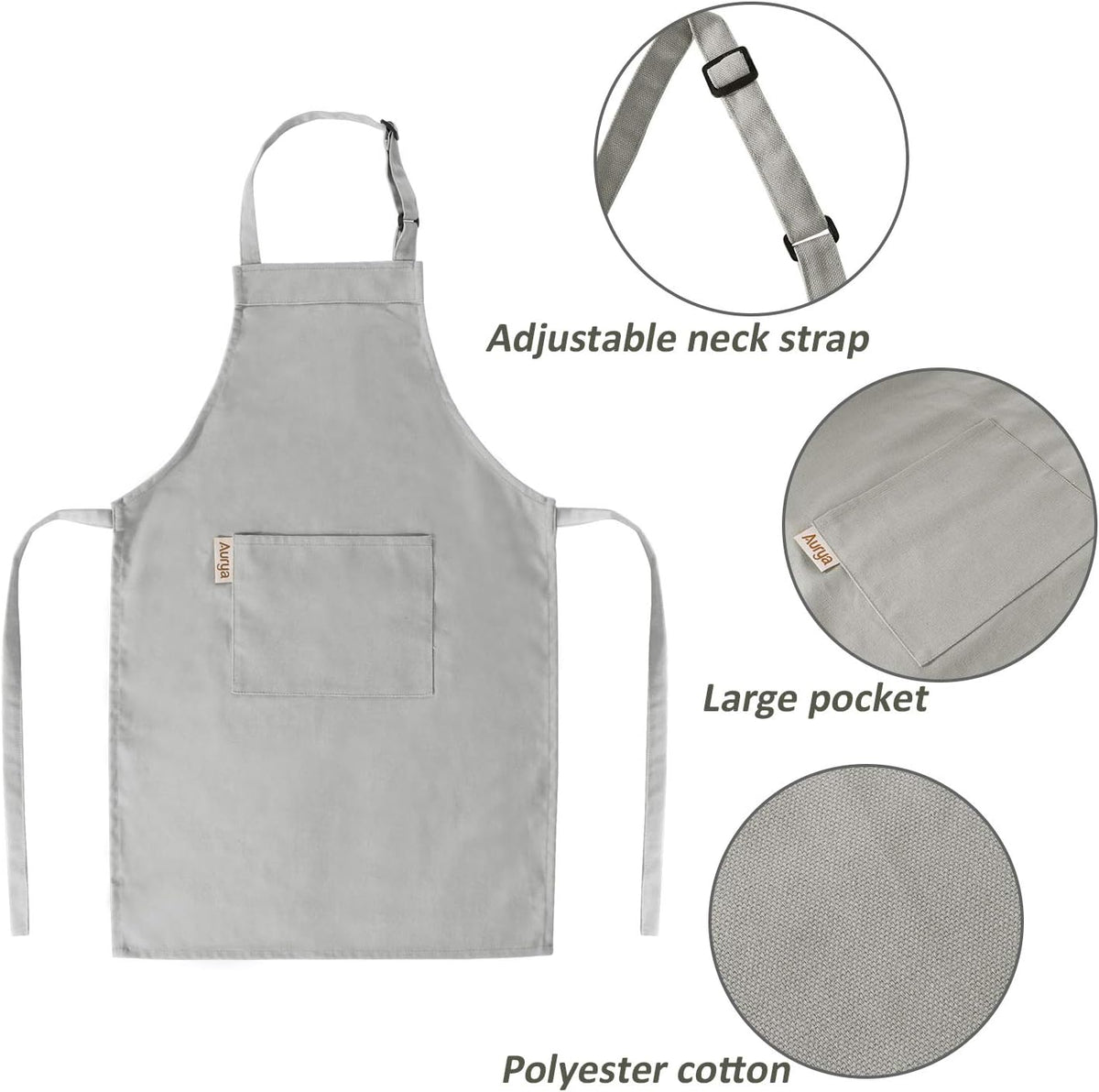 Aurya kids apron and chef hat set in light blue with front pocket and adjustable strap - view 32