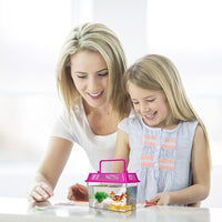 Mini Handheld Aquarium Pet Box, 4Pcs Portable Fish Tank Plastic Turtle Tank with Lid Handheld Fish Tank Clear Reptile Terrarium Hamster Box for Fish Snakes Aquarium