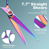 Dog Grooming Scissors Kit with Safety Round Tips - Pro Rainbow - image 4
