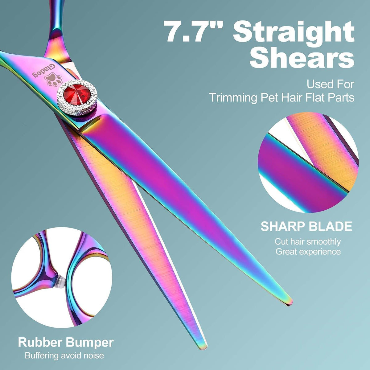 Dog Grooming Scissors Kit with Safety Round Tips - Pro Rainbow - image 4