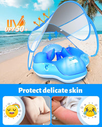 Baby Pool Float with Canopy UPF50+ - Small / deepblue - image 2