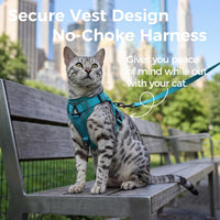 Cat Harness and Leash Set, Escape Proof Cat Vest, XL - Turquoise / Large - image 3