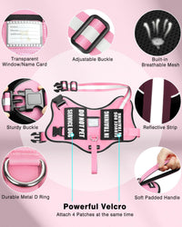 Service Dog Vest Harness and Leash Set+10 Patches - Extra-Small / Pink - image 3