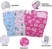 CuteBone Washable Dog Diapers Female No Tail Hole 3 Pack Reusable - For docked-tail, unicorn&pig&sheep / M - image 4