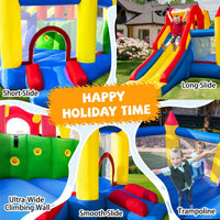 Umbalir bounce house with 3 slides and a double climbing wall, inflated in a backyard - view 4