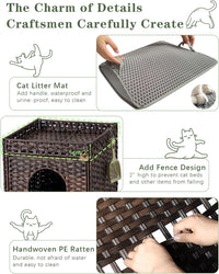 Cat Litter Box Enclosure Furniture, Hidden PE Rattan - Brown / Standard - image 3