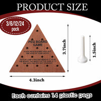 Zhanmai 3 Sets Wooden Triangle Peg Travel Game - White Peg Dark Brown Board / 3 - image 2