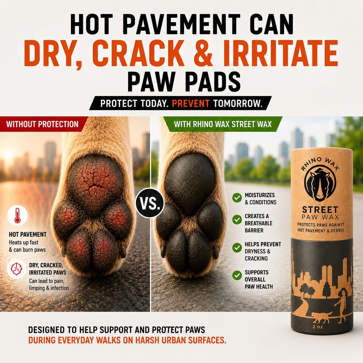 Dog Paw Protector for Hot Pavement, Asphalt, Streets & Sidewalks – Essentials for Dogs - Paw Street Wax - image 2