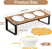 Sunhoo Raised Cat Food Water Bowl Elevated Tilted Kitty Dishes Set - Brown - image 2