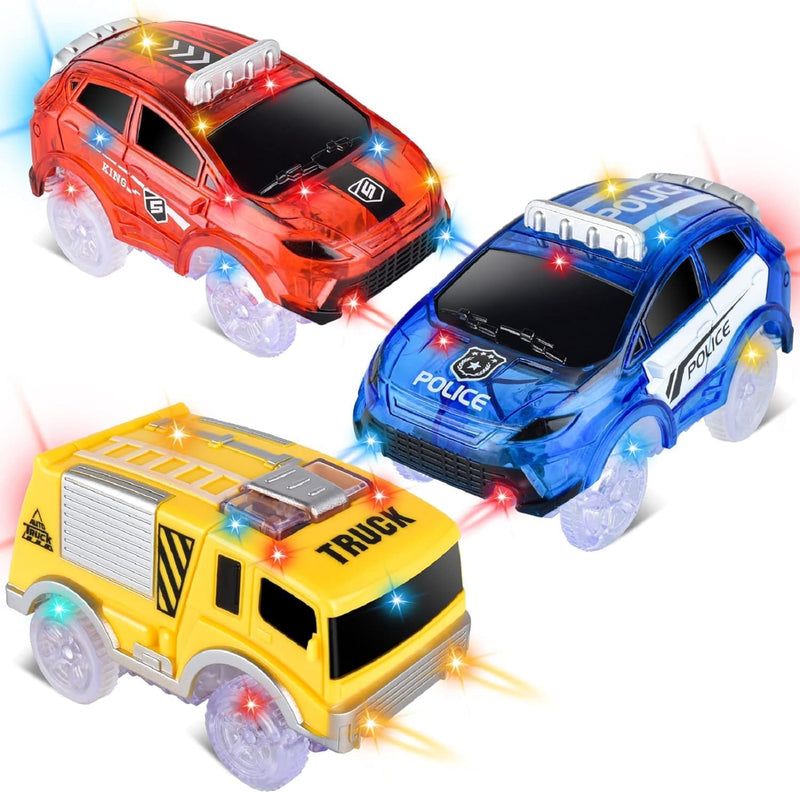 Track Cars Only Replacement Light Up Toy Cars with 5 Flashing LED - Yellow