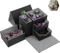 Stepane dice tray and dice tower storage box in black and red PU leather with drawers - view 2