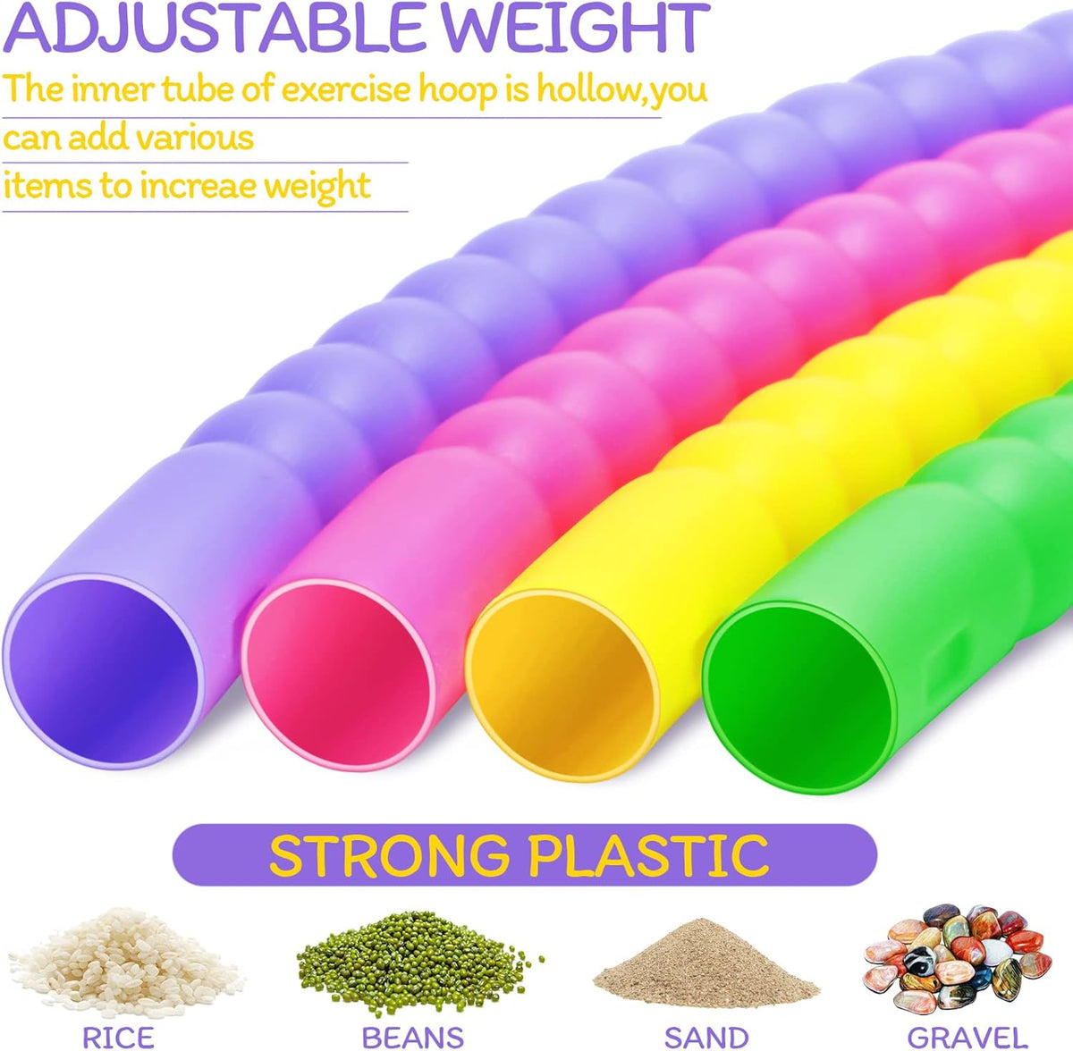 Vinsot snap together plastic hoops for kids in multicolor detachable sections - view 11