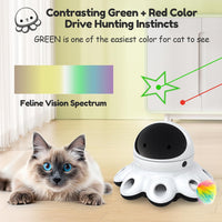 ORSDA Cat Laser Toy, 2-in-1 Interactive Automatic Motion Activated Moving 8 Holes Whack A Mole - Black Base-Green Laser (1 Count) - image 2