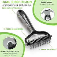 Deshedding Dog Brush for Shedding, Undercoat Rake for Dog&Cat – Essentials for Dogs - Grey - image 3