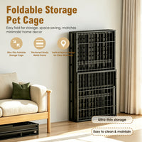 Heavy Duty Dog Crate , Mobile Pet Kennel with Lockable Wheels & Rotary Twist-Latch, Indoor Outdoor Metal Cage with Perfo