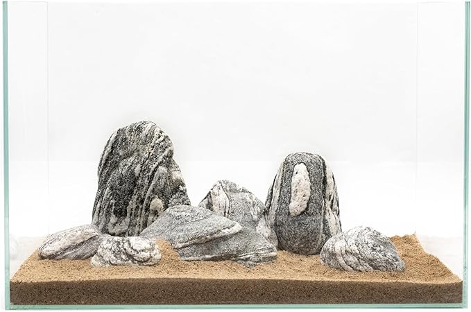 Natural Aquarium Stones Silver Seiryu Rock Mountain Stone for Aquariums and Terrariums Animal Feeding Box, Micro Landscape, Stone Landscape and Bonsai.(20lb 2-9inch 7-8Pcs)