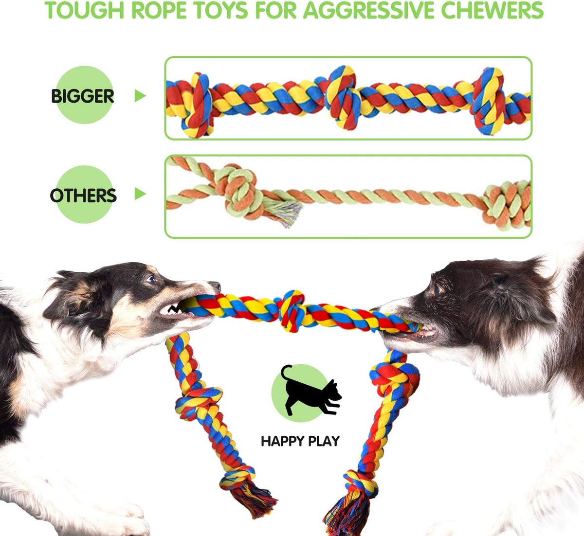 Dog Rope Toy for Large Dogs Heavy Duty Dog Chew Toys for Aggressive - 9 Packs / Large (Pack of 2) - image 3