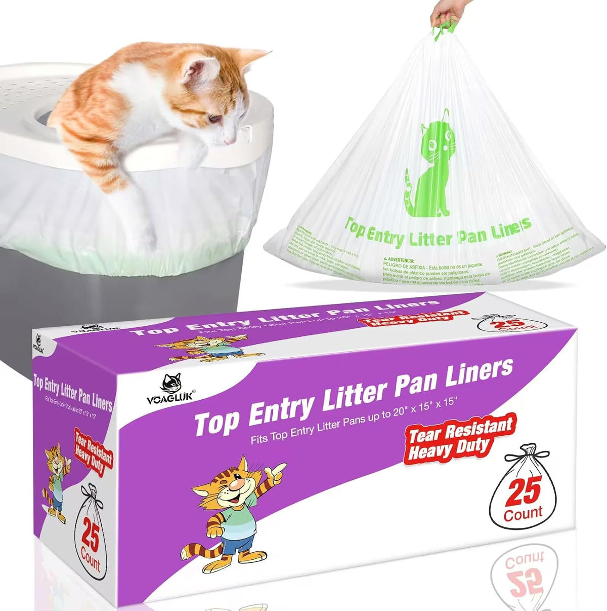 Cat Litter Box Liners Compatible with Top Entry Litter Pans Model - 1 Count (Pack of 25)