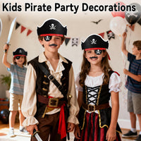 Halatool pirate party hat set with 6 felt hats, 6 skull eyepatches and 6 fake mustaches - view 11