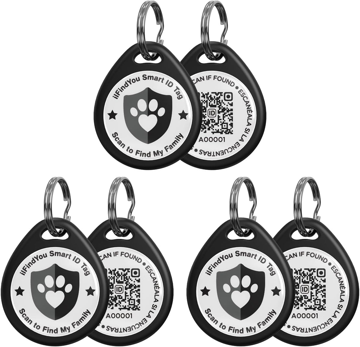 QR Code Cat Tags Personalized Small, Real-time Alerts, Pink – Essentials for Cats - 3 Pack Black / Large-1.2"*1.4"