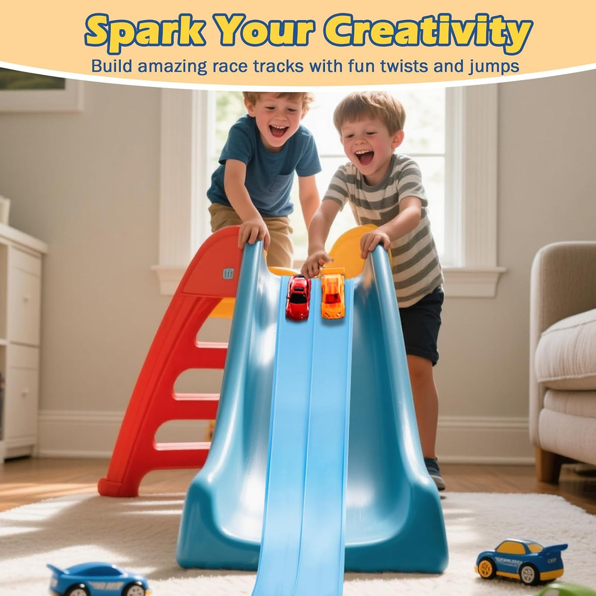 Flex Tracks 15 Ft Starter Set Flexible Race Track for Kids 3+ - Sky Blue - image 3