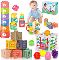 Qirptey Montessori Toys Toddler Stacking & Cups Blocks Sensory Bin