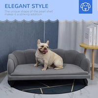 PawHut Velvet Large Dog Couch with Foam Cushion, Soft and Cute Dog Bed with Pearl Design, Dog Sofa for Big and Medium Dogs, Charcoal Gray